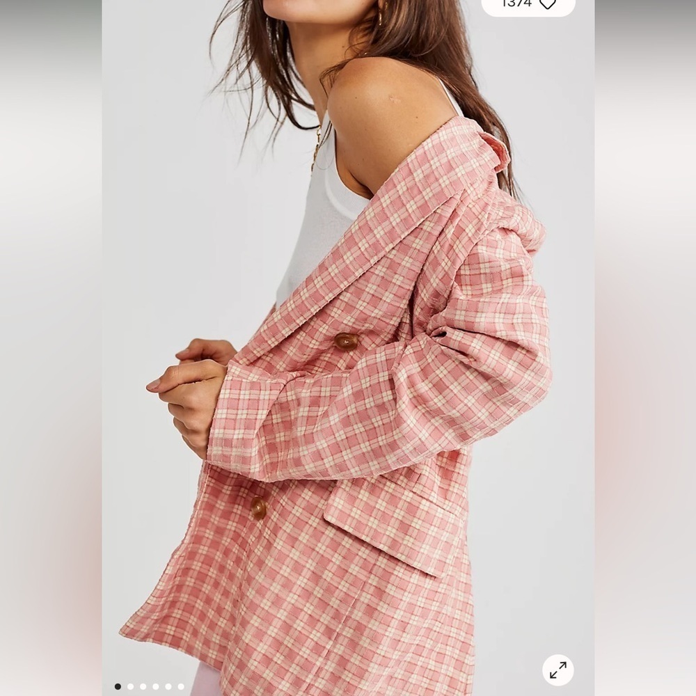 NWOT Free People Olivia Gingham Blazer - Picture 8 of 10